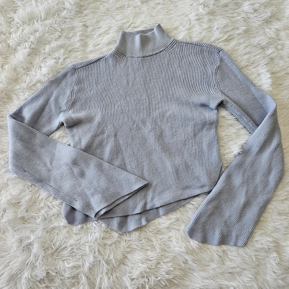 Frank & Oak Blue 100% Merino Wool Asymmetrical Hem Turtleneck Sweater. Size XXS